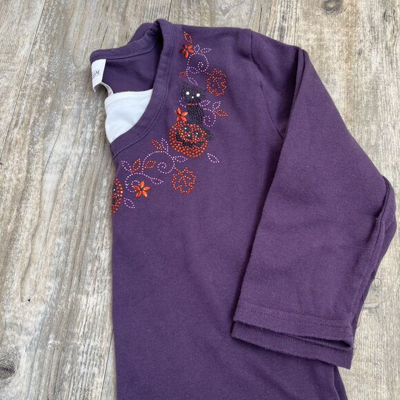 Libery Lane Shirt Halloween Vintage Women's Small Gem Pumpkin Cat Purple Orange - Picture 4 of 7